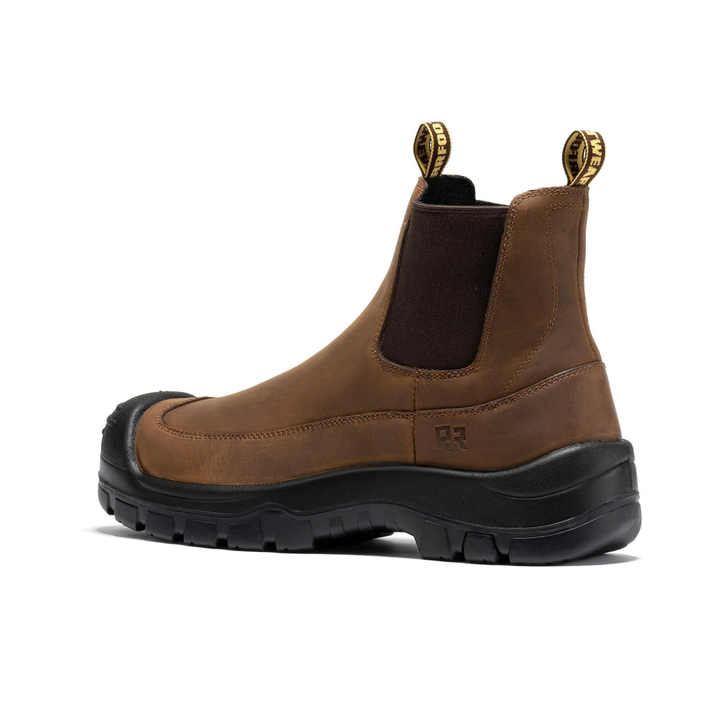 ROCKROOSTER Woodland Brown 6 inch Composite Toe Pull-on Leather Work Boots AK664