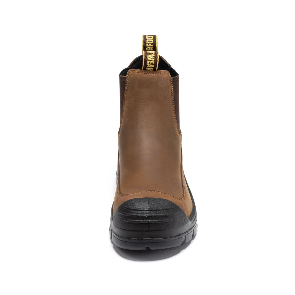 ROCKROOSTER Woodland Brown 6 inch Composite Toe Pull-on Leather Work Boots AK664