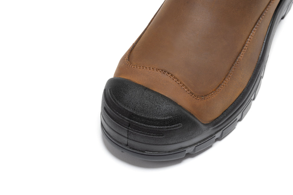 ROCKROOSTER Woodland Brown 6 inch Composite Toe Pull-on Leather Work Boots AK664