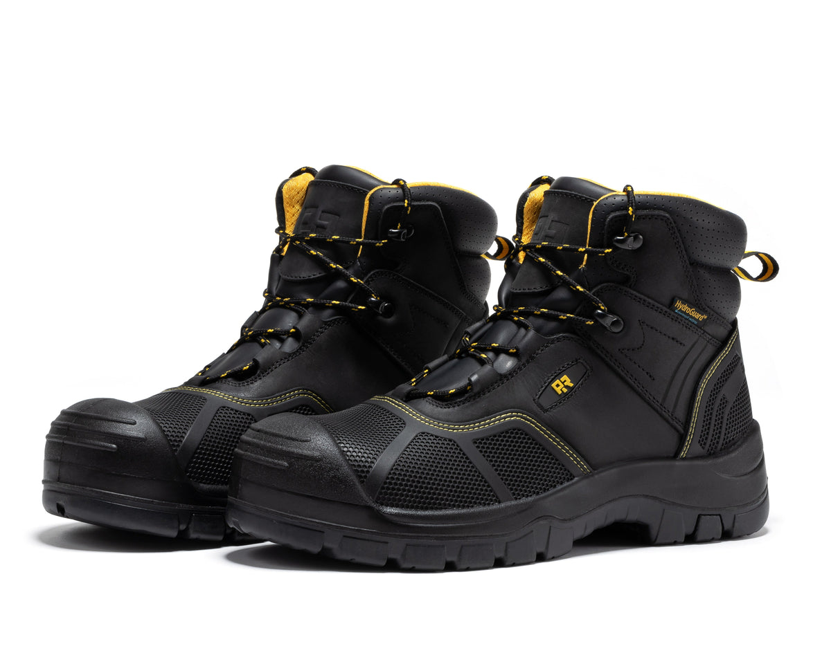 ROCKROOSTER Woodland Black 6 inch Waterproof Composite Toe Leather Work Boots AK663