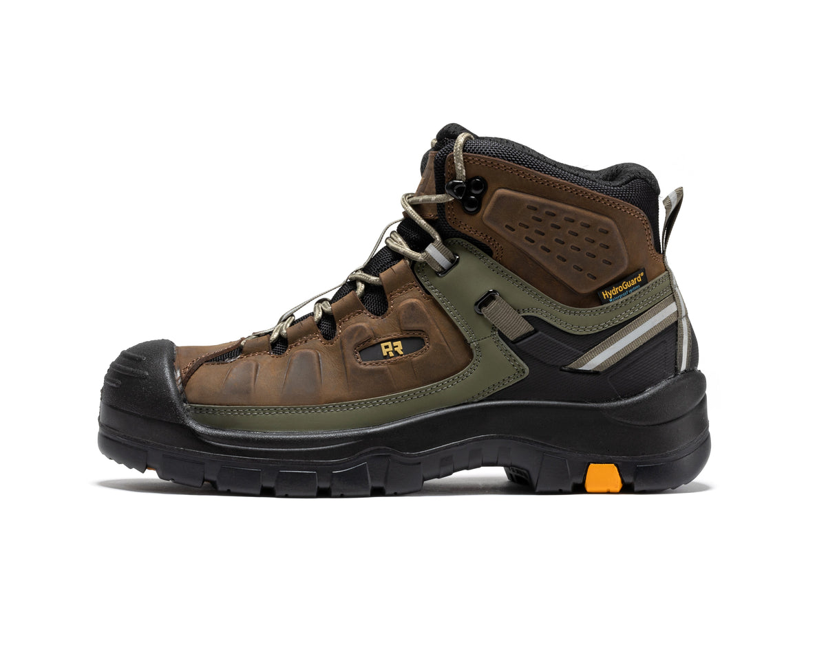 ROCKROOSTER Woodland Brown 6 inch Composite Toe Waterproof Leather Work Boots AK661