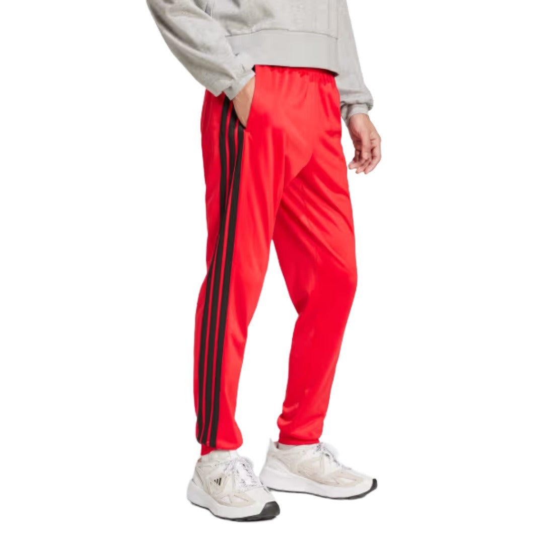 adidas Men's 3-Stripes Tricot Regular Tapered Track Pants - Pure Ruby