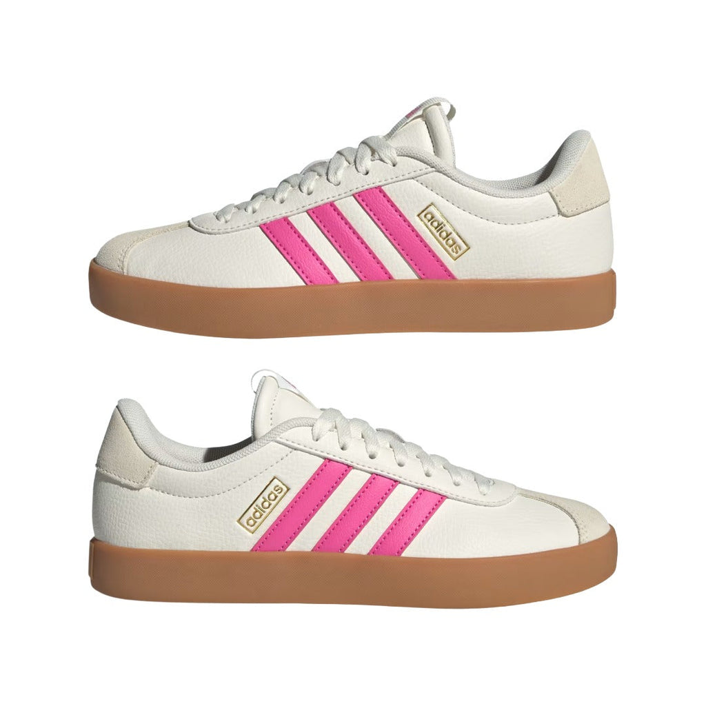 adidas Women's VL Court 3.0 Shoes - Core White / Pulse Magenta / Gold Metallic