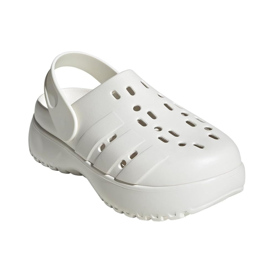 adidas WOMEN'S ADILETTE CLOG PLATFORM SLIDE SANDALS - White