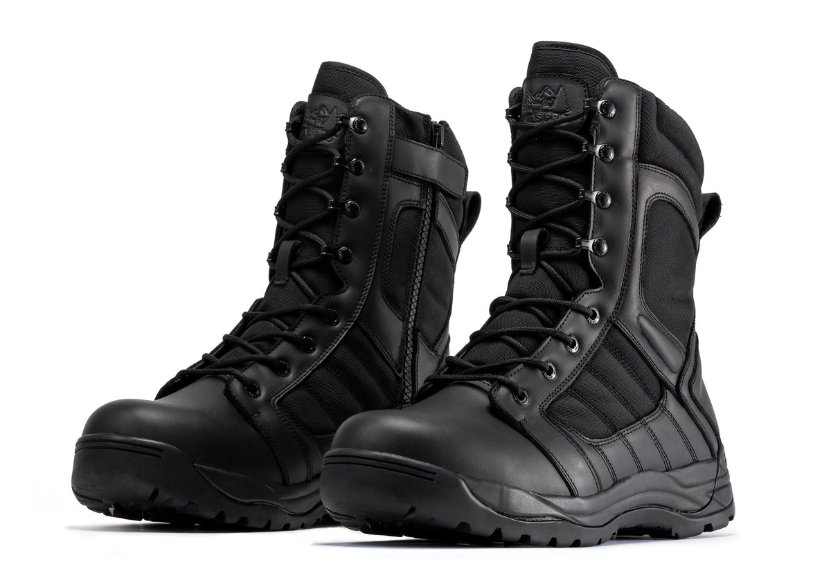 Botas Pro Black Men's 8 inch Side Zipper Rubber Sole Tactical Boots BMP110BK
