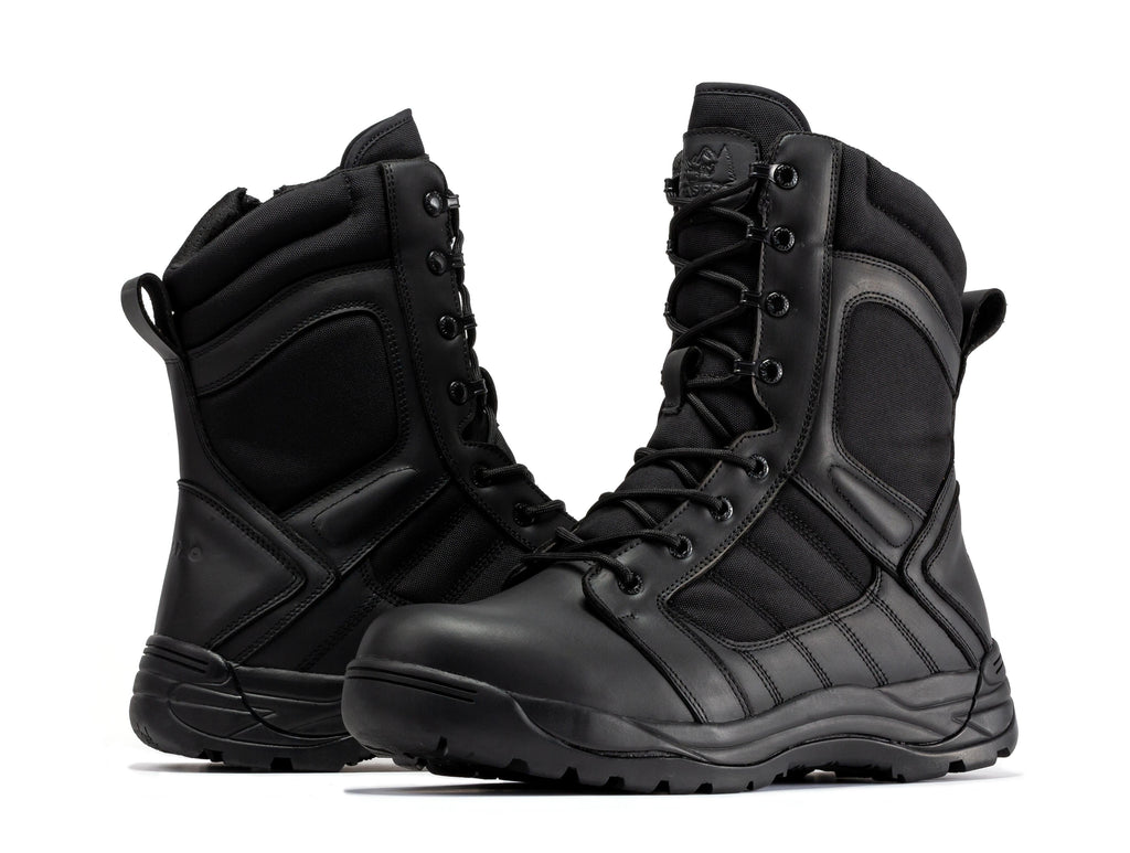 Botas Pro Black Men's 8 inch Side Zipper Rubber Sole Tactical Boots BMP110BK