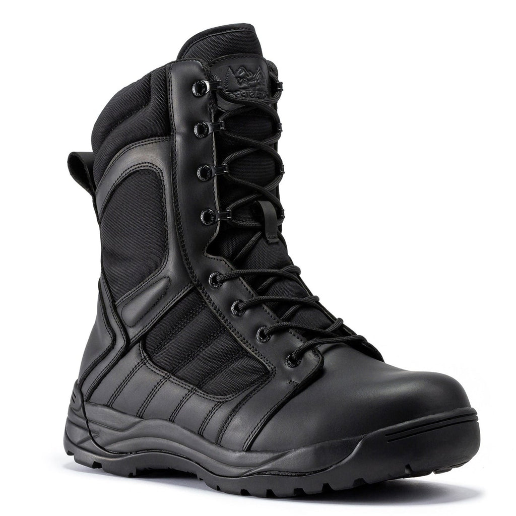 Botas Pro Black Men's 8 inch Side Zipper Rubber Sole Tactical Boots BMP110BK