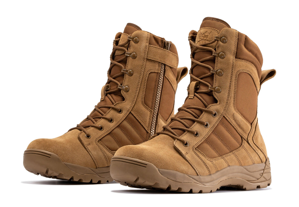 Botas Pro Coyote Men's 8 inch Side Zipper Rubber Sole Tactical Boots BMP110CT