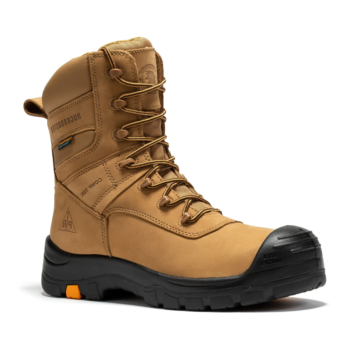 rockrooster Beaufort Men's Brown 8 inch Waterproof Composite Toe Work Boots AK831
