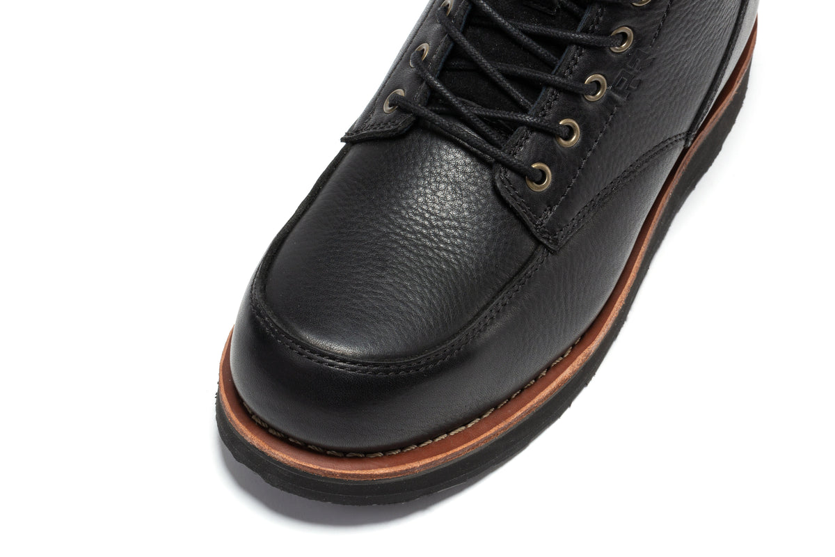 ROCKROOSTER Edgewood Men's 6 Inch Black Steel Toe Wedge Work Boots SAP610BK