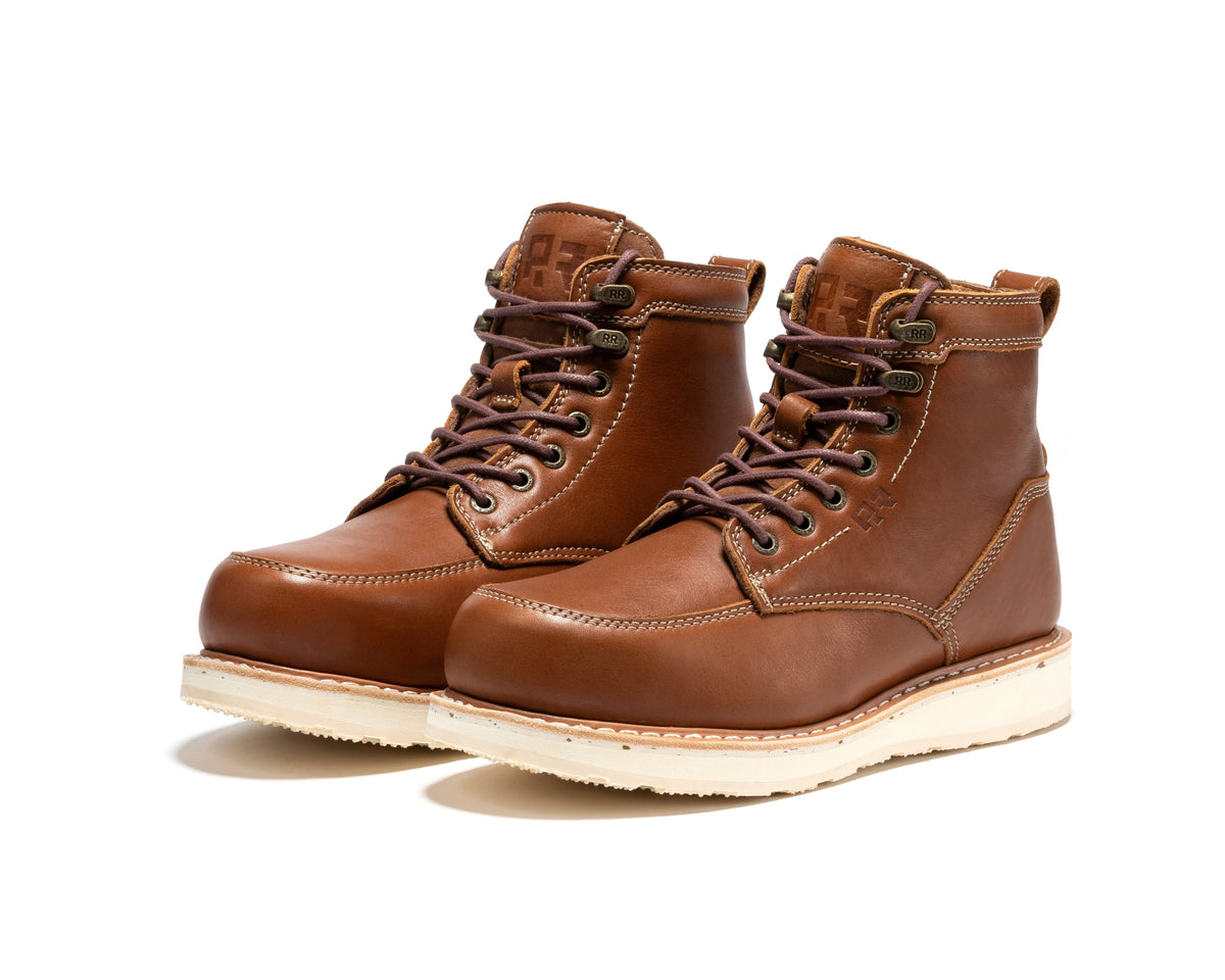 ROCKROOSTER Edgewood Men's 6 Inch Black Steel Toe Wedge Work Boots SAP610BK