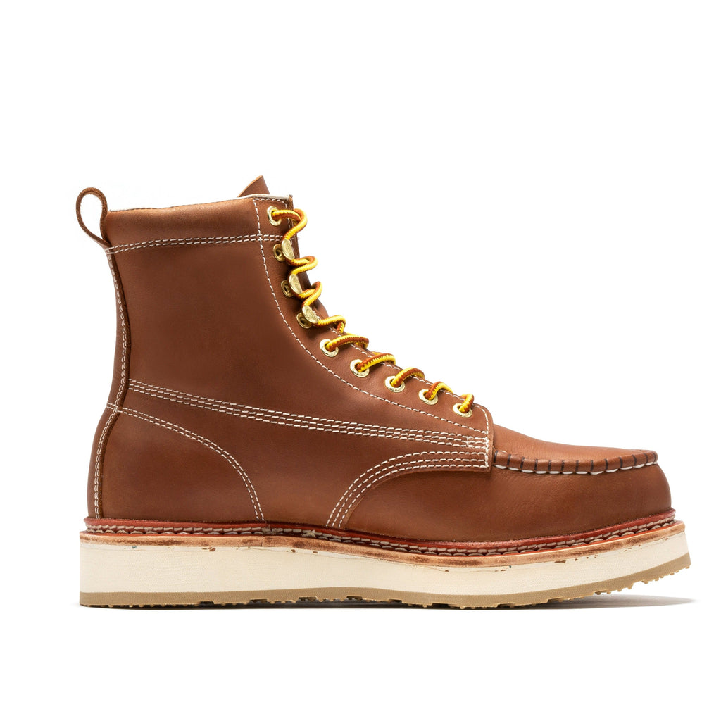 ROCKROOSTER Norwood Men's 6 inch Brown Steel Toe Wedge Work Boots SAP621