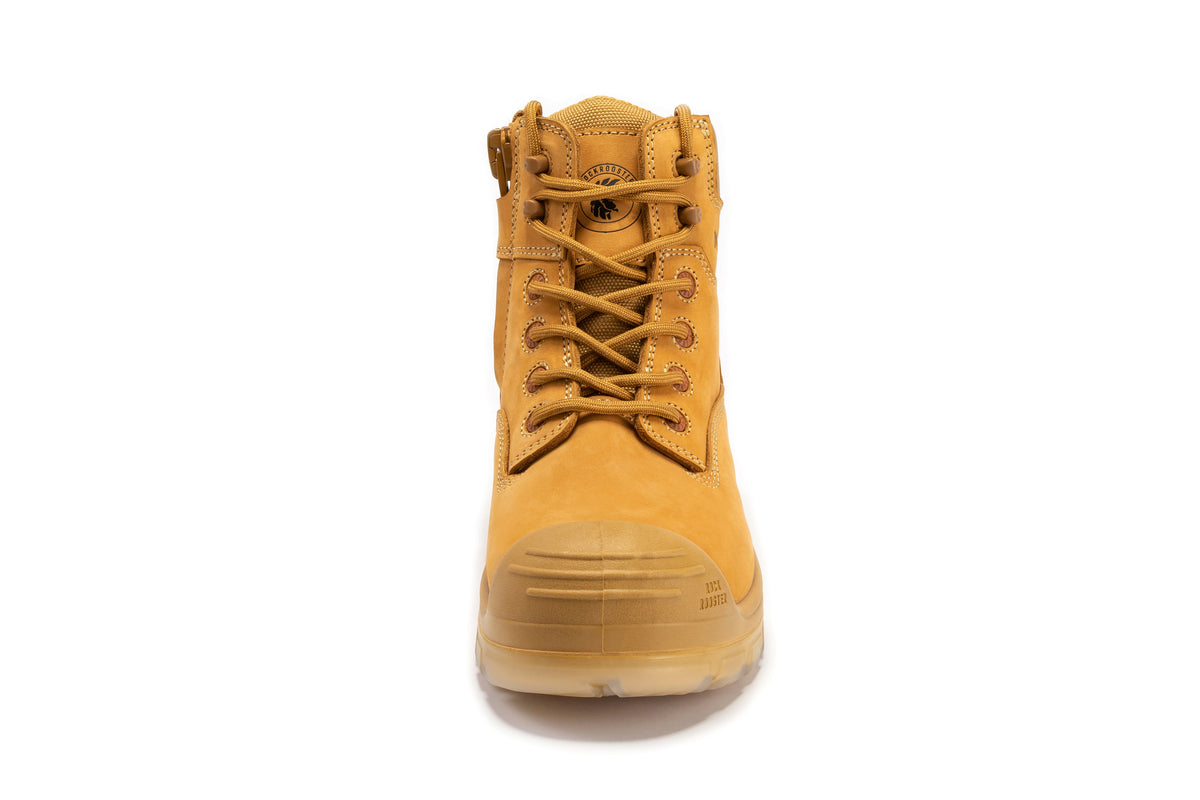 rockrooster Woodland Wheat 6 inch Composite Toe Zip-sided Leather Work Boots AK659