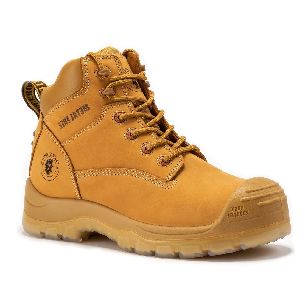 rockrooster Woodland Wheat 6 inch Composite Toe Zip-sided Leather Work Boots AK659