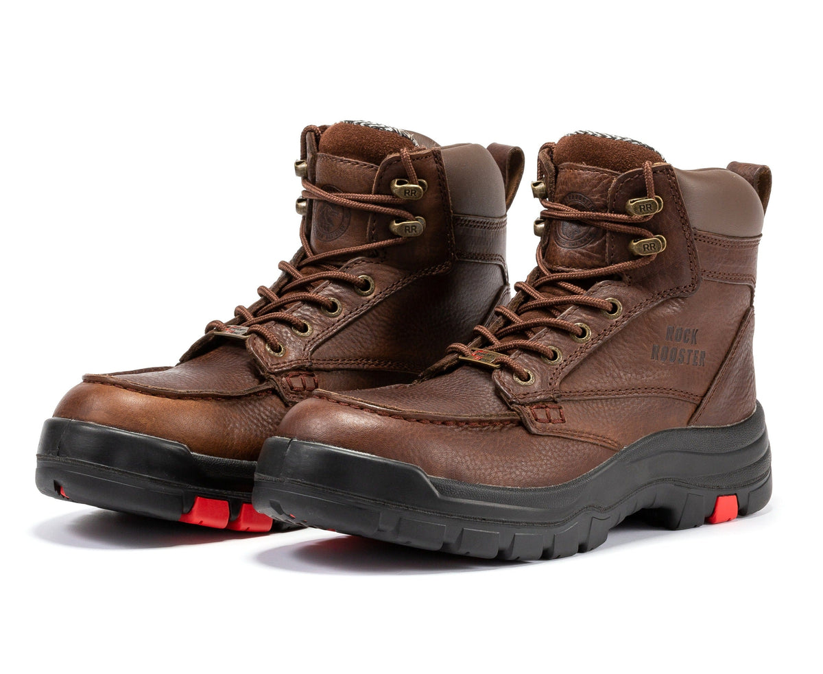 ROCKROOSTER  Zumbro 6 inch Wide Steel Toe, Waterproof Work Boots, Rubber Outsole, EH Protection, ASTM 2413, Work Boots AK372